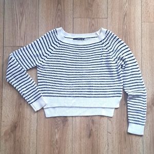 Black and white striped cropped sweater